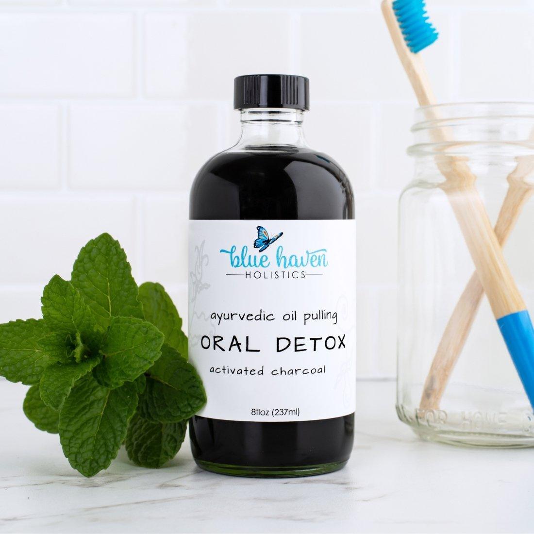 Detox Oil Pulling Mouthwash - Activated Charcoal - Blue Haven Holistics